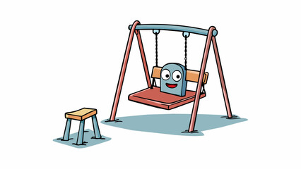 Aufkleber - A lone swing on a playground swaying gently in the wind. Its empty seat and lack of laughter represent a feeling of emptiness and longing eliciting. Cartoon Vector