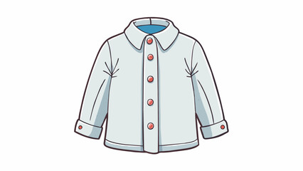 Poster - A loosefitting longsleeved shirt made of soft white cotton. It has buttons down the front and a collar that can be folded down or stood up.. Cartoon Vector