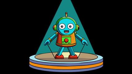 Poster - A lone spotlight illuminates a dark stage focusing all attention on the figure in the center their movements exaggerated and emphasized in the. Cartoon Vector