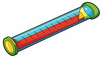 Poster - A long thin glass tube filled with a clear liquid and marked with precise increments used to calibrate measuring tools such as rulers and micrometers.. Cartoon Vector