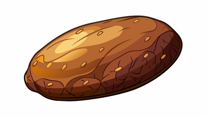 Poster - A mediumsized ovalshaped tuber with a thick dark brown peel and a soft offwhite interior.. Cartoon Vector