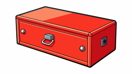 Fototapete - A metal drawer with a lock on the front painted in a bright red color. It has a smooth sliding mechanism and is sy enough to hold heavy tools and. Cartoon Vector