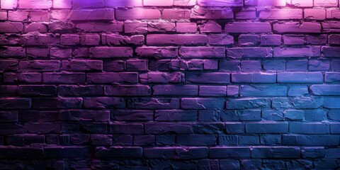 Blue and purple brick wall with glowing blue and purple lights