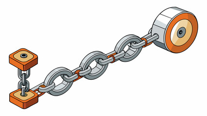 Aufkleber - A metal chain with links that hook onto each other used to transmit power and motion between two components.. Cartoon Vector
