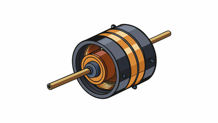 Fototapete - A motor is a cylindrical black plastic casing with a small fan on one end. The inside contains copper wire coils with a metal rod running through the. Cartoon Vector