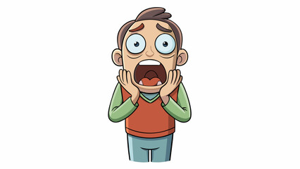 Poster - An expression of fear Their eyes widened in terror as their mouth od in a silent scream. Their body stiffened and their hands shook uncontrollably as. Cartoon Vector