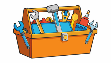 Aufkleber - An organized toolbox filled with different sized tools neatly arranged and easily accessible. Its versatility and practicality represent the idea of. Cartoon Vector