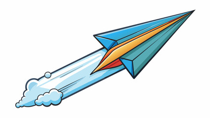 Poster - A paper airplane soaring through the sky representing the idea of ambition and dreams. Just like how a paper airplane defies gravity and takes flight. Cartoon Vector