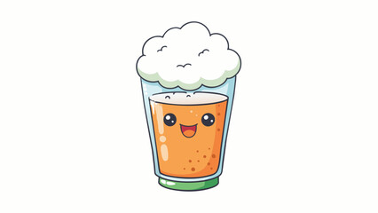 Fototapete - A pale hazy liquid in a widemouthed glass with a fluffy white head that lingers on the edges. You can smell the fruity and floral notes before taking. Cartoon Vector