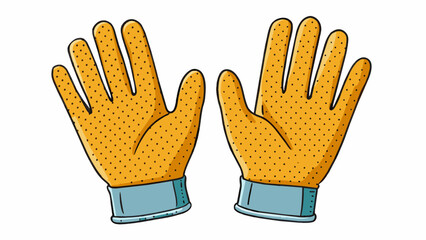 Poster - A pair of thick rubber gloves with textured grips on the fingers and palms. The gloves are lined with a moisturewicking material to keep hands dry and. Cartoon Vector