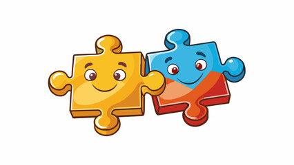 Poster - A pair of interlocked puzzle pieces Like a puzzle marriage is a collaboration of two pieces that creates a beautiful picture when put together.. Cartoon Vector