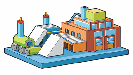 Fototapete - A paper mill where massive machines churn out rolls of smooth paper producing crisp and professionallooking documents with a glossy finish.. Cartoon Vector