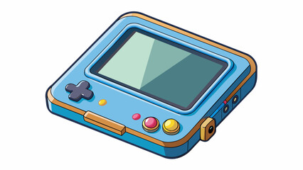 Poster - A portable handheld gadget with a smaller screen and buttons used for watching shows and movies onthego.. Cartoon Vector