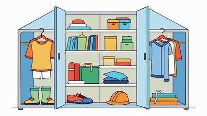 Poster - A popular od for organizing and decluttering a closet is the KonMari od. This od involves grouping items by cate such as clothes and books and then. Cartoon Vector