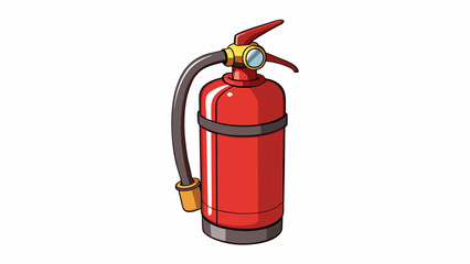 Poster - A portable fire extinguisher used for emergency situations. It is a small cylindrical tank made of thick metal with a handle and nozzle attached. The. Cartoon Vector