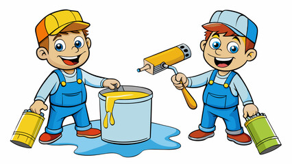 Poster -  Apply at least two coats of paint letting the first coat dry completely before applying the second.. Cartoon Vector