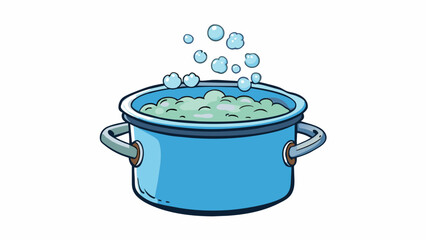 Poster - A pot of boiling water its bubbles gradually rising to the surface and slowly dissipating into steam as it patiently waits for the perfect temperature. Cartoon Vector