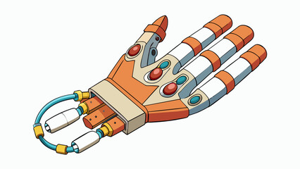 Aufkleber - A prosthetic hand is intricately designed with a combination of flexible joints precise motors and a sensory feedback system to replicate the. Cartoon Vector