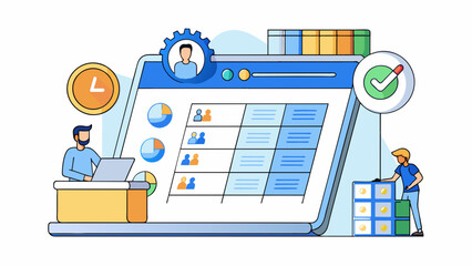 Fototapete - A project management software that helps teams and individuals organize tasks track progress and collaborate on projects. Its key characteristics. Cartoon Vector