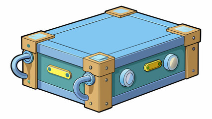 Poster - A rectangular box with a hinged lid and a combination lock on the front. There are metal handles on each side and it has a rubber seal around the. Cartoon Vector