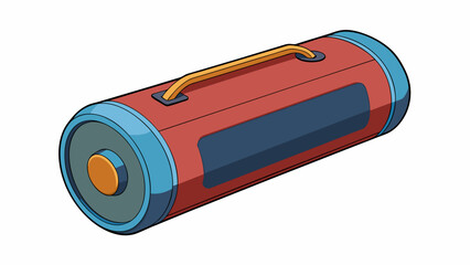 Fototapete - A rechargeable portable speaker with a sleek cylindrical design and a silicone exterior for durability. It features Bluetooth connectivity volume. Cartoon Vector