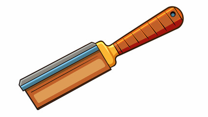 Poster - A rectangular tool with a sharp metal blade at one end and a plastic handle at the other which rotates automatically to shave off thin layers of wood. Cartoon Vector