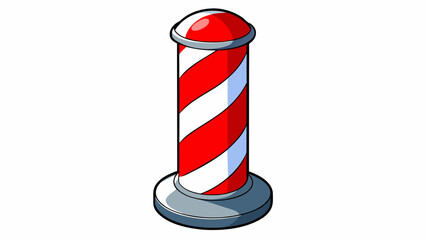 Poster - A red and white striped pole outside a shop indicating it is a barber shop. The pole has a round shape and is painted in bright colors making it stand. Cartoon Vector