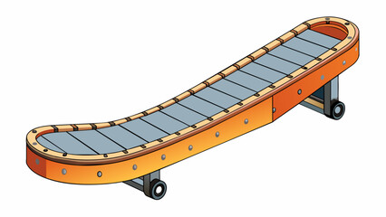 Poster - A rubber conveyor belt with raised ridges running along its length. The belt is used to transport materials and has a flexible yet durable. Cartoon Vector
