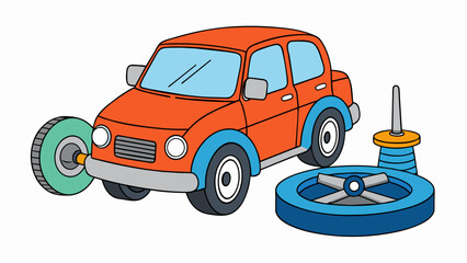 Poster - A republic is like a car with all the necessary components working together to move forward. The steering wheel represents the governing body the. Cartoon Vector