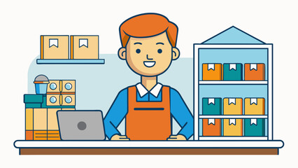 Poster - A retail store manager overseeing the daily operations including inventory management scheduling staff and ensuring customer satisfaction.. Cartoon Vector