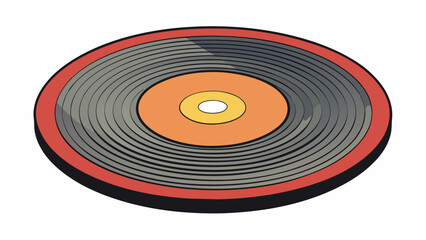 Aufkleber - A round shiny disc with grooves etched into its surface used to store music and other audio content. It is inserted into a larger device that has a. Cartoon Vector