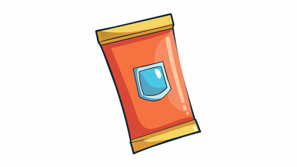 Aufkleber - A resealable pouch with a matte finish and bold text featuring a tear strip for easy opening and a small window for visibility of the contents.. Cartoon Vector