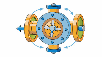 Poster - A round with arrows and numbers engraved on its surface. Turning the adjusts the pressure of the fluid flowing through a series of connected pipes and. Cartoon Vector