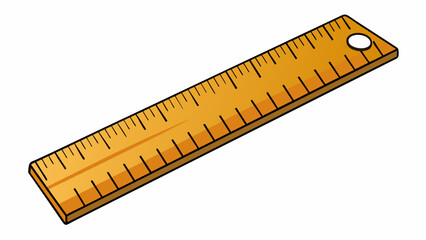 Poster - A ruler made of solid wood and marked with both inches and centimeters. It has a long straight edge with regular markings to measure length or. Cartoon Vector