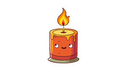 Aufkleber - A scented candle slowly burning down its fragrant scent filling the room and triggering a nostalgic feeling. The flickering flame dances in the. Cartoon Vector