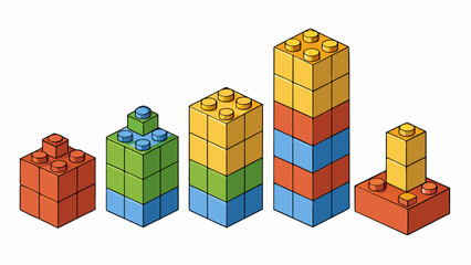 Poster - A set of building blocks with different sizes and shapes. The blocks embody investment as they can be arranged and stacked to create a strong and. Cartoon Vector