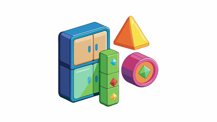 Aufkleber - A set of colorful geometricshaped fridge magnets made of durable plastic. Each magnet has a strong magnetic hold and a glossy finish adding a fun and. Cartoon Vector