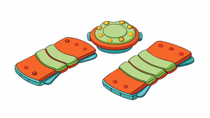 Poster - A set of grip pads that can be attached to utensils to make it easier for those with hand tremors to hold and use them.. Cartoon Vector