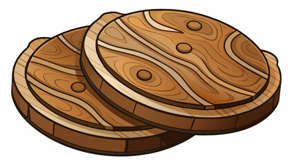 Poster - A set of handcrafted wooden coasters each one uniquely shaped and finished with a glossy sealant to protect against water damage. The natural patterns. Cartoon Vector