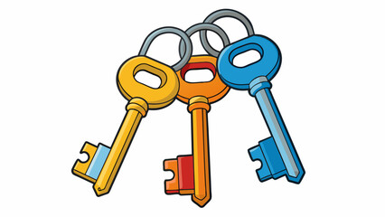 Poster - A set of keys on a keychain represents knowledge as each key opens different doors demonstrating the power and versatility of knowledge and its. Cartoon Vector