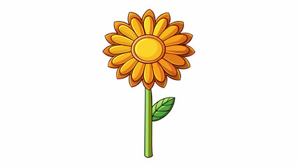 Canvas Print - A short flower with a tall slender stem shooting up from the ground its vibrant petals reaching towards the sun.. Cartoon Vector