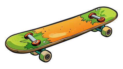 Poster - A skateboard with its worn edges and graffiticovered design representing the rebellious spirit and sense of adventure of youth.. Cartoon Vector