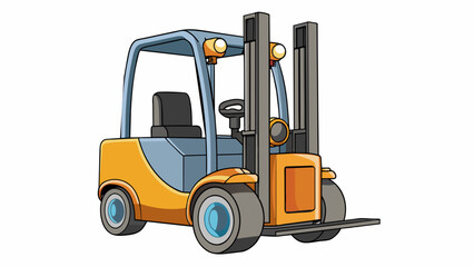 Sticker - A sleek futuristic forklift made of lightweight materials and equipped with advanced technology such as sensors and cameras for precision control and. Cartoon Vector