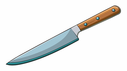 Poster - A sleek stainless steel kitchen knife with a sharp durable blade.. Cartoon Vector