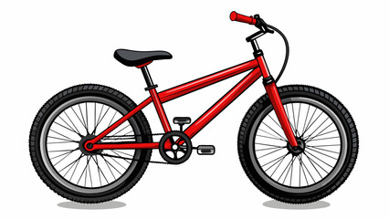 Aufkleber - A sleek black and red bicycle with large by tires and a lightweight frame designed for navigating rough terrain and jumps with agility and speed.. Cartoon Vector