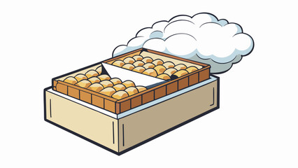 Aufkleber - A small rectangular box with a fliptop lid filled with tightly packed cylindrical rolls of dried tobacco leaves. When lit it produces billowing clouds. Cartoon Vector