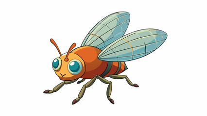 Poster - A small round insect with a hard glossy shell and tiny delicate legs. Its brightly colored wings are folded on its back making it look like a mini. Cartoon Vector