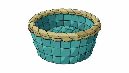 Fototapete - A small round basket made from tightly woven strips of fabric. It has a soft plush texture and comes in a variety of colors and patterns. The basket. Cartoon Vector