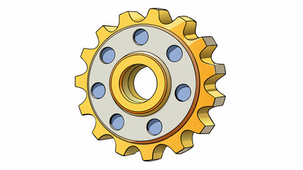 Poster - A sprocket with a specialized design featuring curved teeth used for turning corners and navigating tight spaces in production lines. Its unique shape. Cartoon Vector