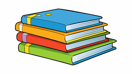 Fototapete - A stack of textbooks scribbled with colorful notes and highlighted passages showcasing the thirst for knowledge and eagerness to learn of youth.. Cartoon Vector
